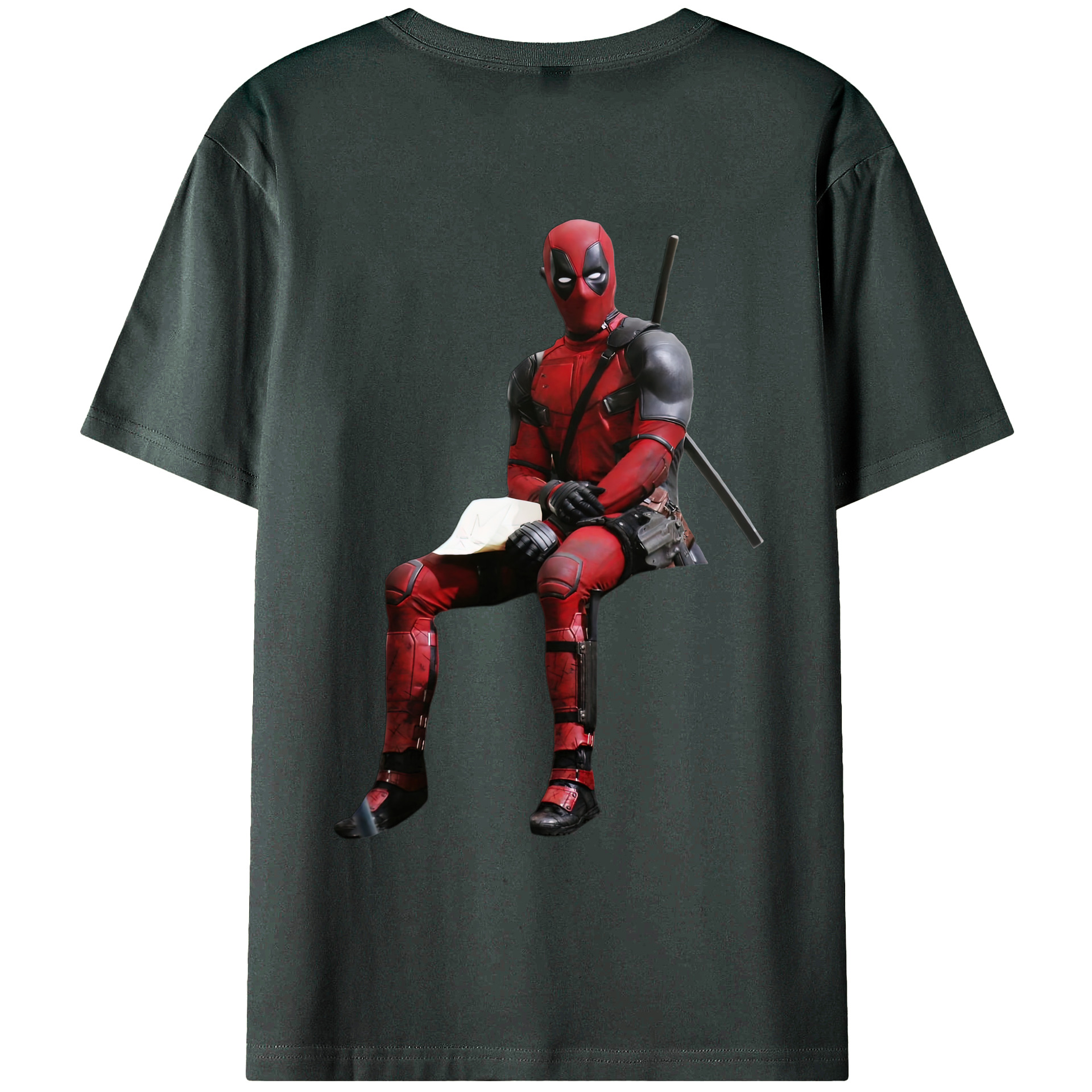 （画像用） Deadpool デッドプール 綿100％ メンズ半袖Tシャツ（バックプリント） 通気性